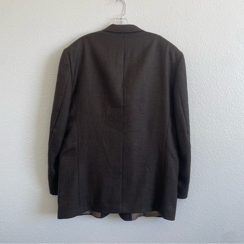 Oscar De La Renta Sport Coat Blazer Jacket Mens 46L Brown Wool Houndstooth Tweed - Picture 4 of 11